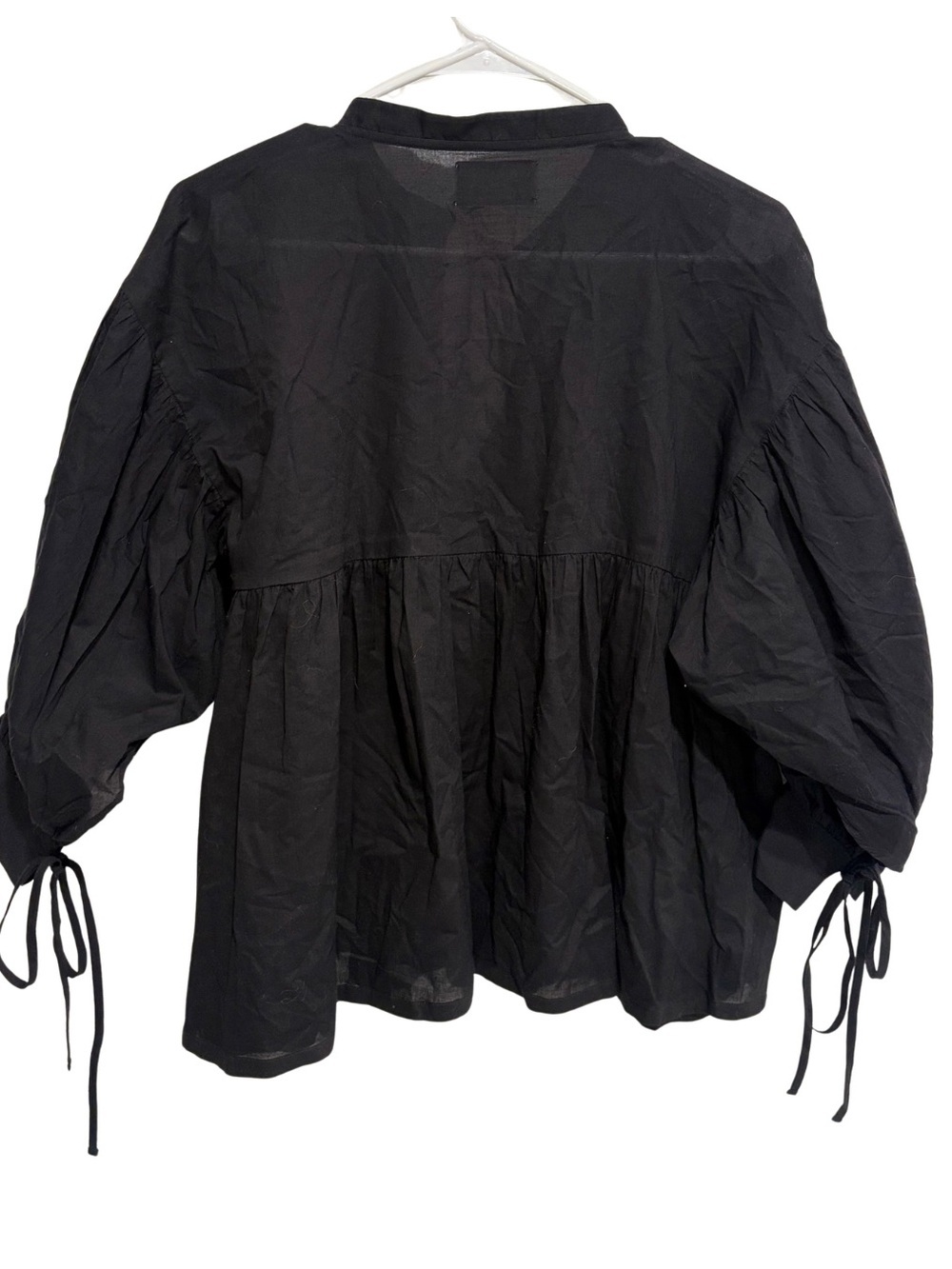 Modern Citizen Black Tie Front Blouse with Mandarin Collar - Picture 3 of 7